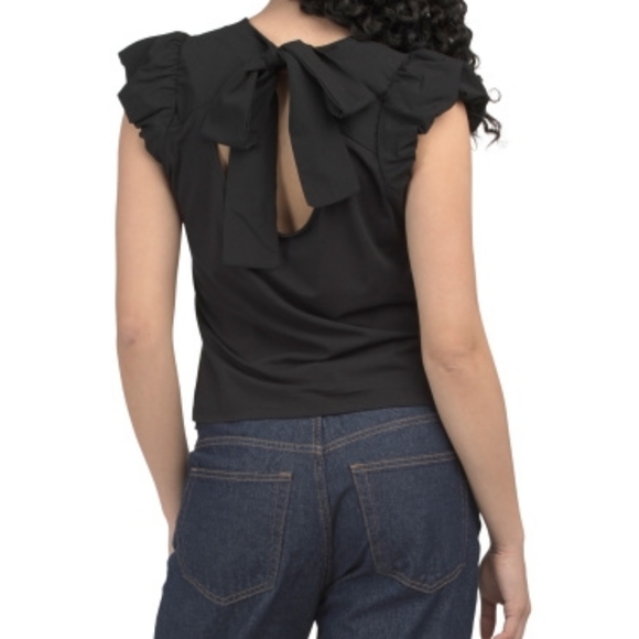 NWT - Nanette Lepore Cotton Blend  Poplin Bubble Sleeve Top w Bow Tie Back - XL - Picture 2 of 13